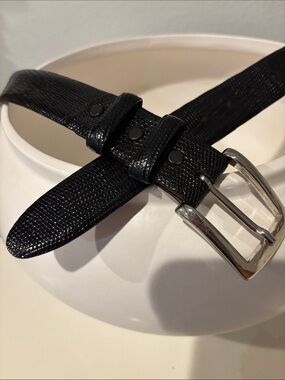 Ringmark Black Lizard Belt with Silver Buckle by Torino.